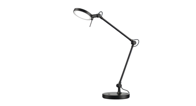 Modern black table lamp for home office lighting isolated PNG with Transparent Background
