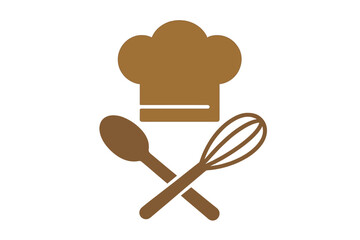 Chef's hat with crossed spoon and whisk symbolizing culinary arts and professional cooking