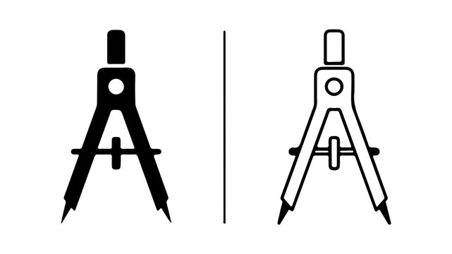 Drafting compasses outline set with transparent background