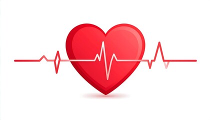 A stylized red heart illustration with a pulsing heartbeat line overlay, indicating health. Against a white background