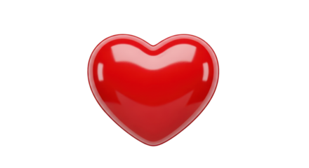 Shiny red heart shape for Valentine's Day isolated PNG with Transparent Background