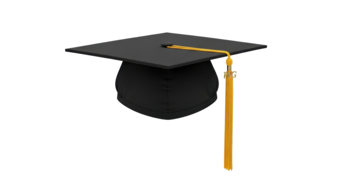 Graduation cap with tassel isolated PNG with Transparent Background