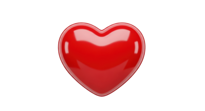 Shiny red heart shape for Valentine's Day isolated PNG with Transparent Background