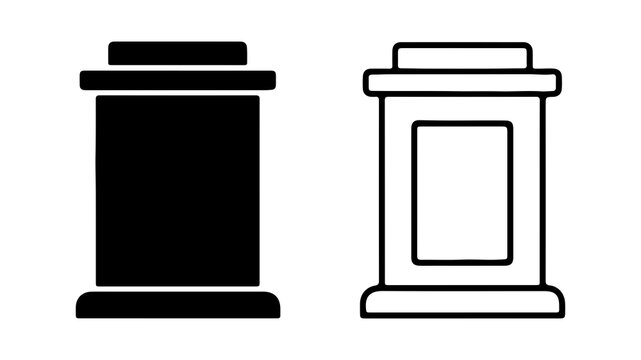 Ancient urns outline and solid with transparent background