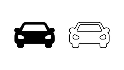 Fototapeta premium Car icons with outline and solid fill with transparent background