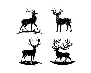 deer logo set, deer vector silhouette, deer silhouette, deer vector, silhouette, deer set, animal silhouette, vector, deer antler silhouette, forest animal logo