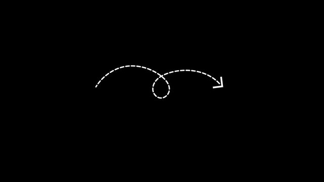 Dotted line running upwards animation isolated on black background