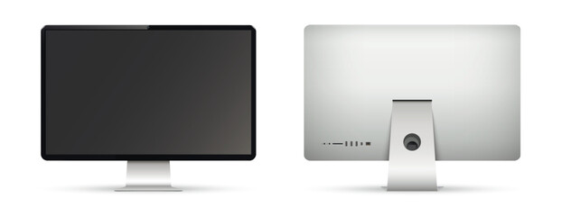 Realistic computer display front and back side