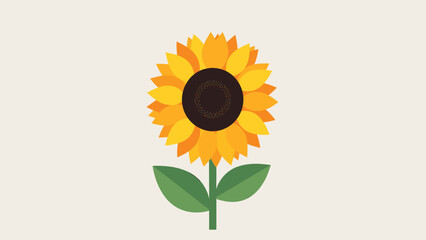 Minimalist Sunflower Flat Design Illustration on Light Background