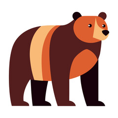 Cute Bear Vector Illustration, Wild Animal Character in Minimal Flat Style on White Background