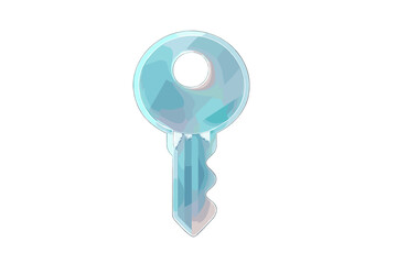 Glossy iridescent blue key isolated on white background symbolizing access and ability