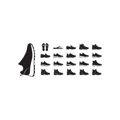Illustration of collection of various shoe silhouettes different shoe types