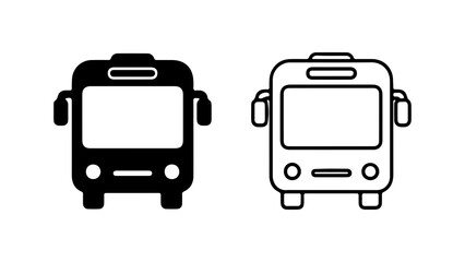 Bus icon set with transparent background