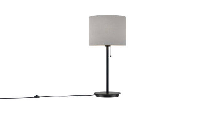 Modern table lamp with gray lampshade isolated PNG with Transparent Background