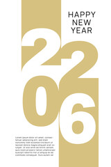 Elegant happy new year 2026 design with gold and white colors for festive celebrations