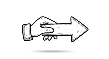 Hand holding a stylized arrow