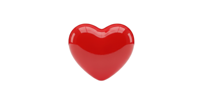 Glossy 3D red heart shape representing love, romance, health, and relationship marketing concept. isolated PNG with Transparent Background