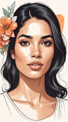 Portrait of a woman with flowers