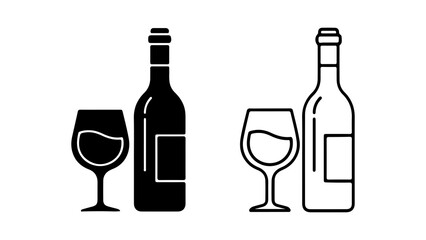 Wine bottle and glass with transparent background