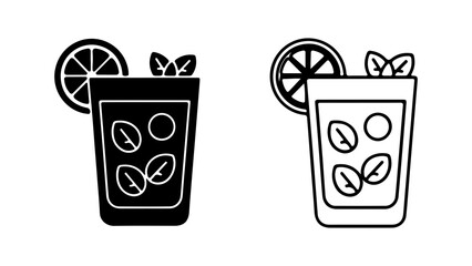 Orange cocktail with mint and citrus with transparent background