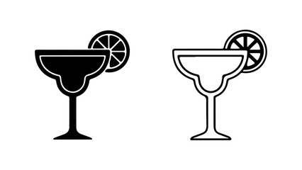 Cocktail glasses with citrus slice with transparent background