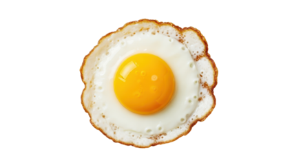 Single fresh fried egg sunny side up isolated for breakfast and food commercial design isolated PNG with Transparent Background