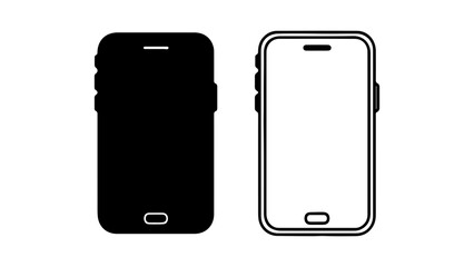 Smartphone outline and solid shape with transparent background
