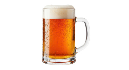 Glass of fresh cold beer with foam head isolated PNG with Transparent Background