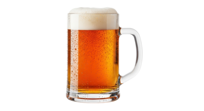 Glass of fresh cold beer with foam head isolated PNG with Transparent Background - Powered by Adobe
