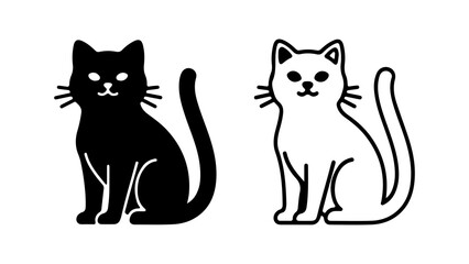 Fototapeta premium Black and white cats with transparent background