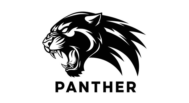 Black panther head logo for sports team