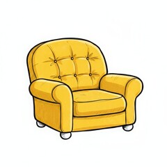 Cozy yellow armchair with tufted back and rolled arms perfect for a comfortable living room setting