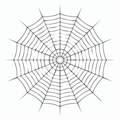 Obraz premium Symmetrical flat icon of a spider web for seasonal UI and graphics