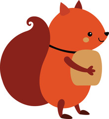 Silhouette of a squirrel hugging a giant acorn backpack isolated on white background.