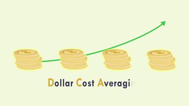 Dollar cost averaging DCA method to invest or saving periodically each month for mutual fund