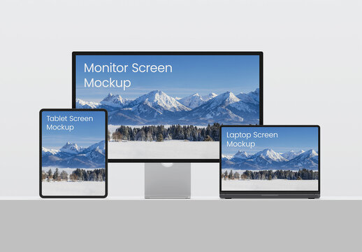Monitor Laptop and Tablet Screen Mockup