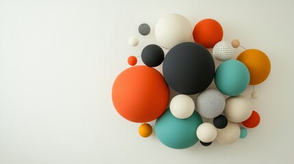Colorful Abstract Sphere Wall Art Composition with Varying Sizes and Textures