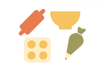 Collection of essential kitchen tools for baking and pastry preparation