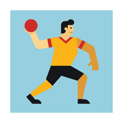 Man in yellow shirt throwing red ball male person