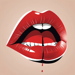 3D render of vibrant red female lips with a smooth glossy texture isolated on a white background