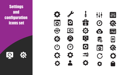 Settings and configuration icons set