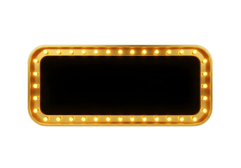 Retro marquee light frame with glowing bulbs isolated on transparent background