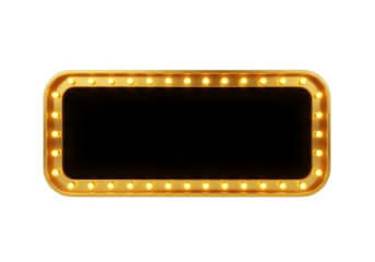 Retro marquee light frame with glowing bulbs isolated on transparent background