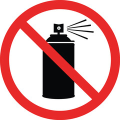 Scalable vector graphic of a no spray can icon prohibiting aerosol use prohibition sign