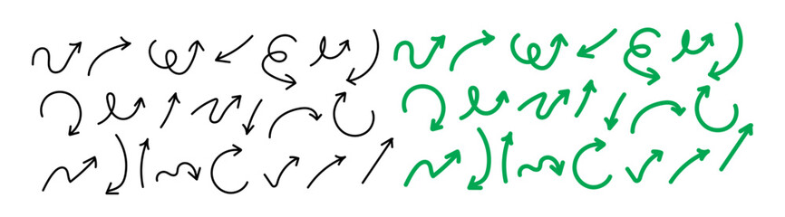Abstract handwritten calligraphy strokes and symbols in black and green ink