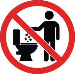 No littering toilet sign vector graphic illustration for prohibitory warning