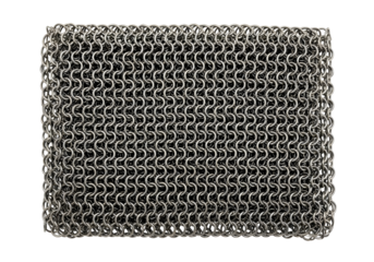 Square piece of chainmail armor texture isolated on transparent background