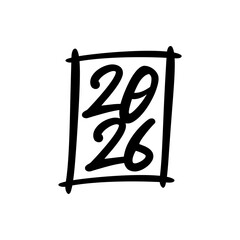 2026 New Year Typography Design Illustration. 2026 Greeting Card Design for New Year Celebration.