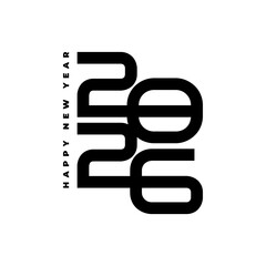 2026 New Year Typography Design Illustration. 2026 Greeting Card Design for New Year Celebration.