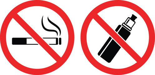 No smoking no vaping prohibition signs vector illustration icon eps scalable